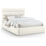 Meridian Furniture - Adam Upholstered Bed, Cream, Queen, Chenille Fabric - Revealing the silky, soft Adam cream chenille queen bed, showcasing deep channel tufting and a contemporary design to add a touch of modern elegance to your bedroom. Its fully slatted construction eliminates the need for a box spring, while the option to add additional panels allows you to customize the headboard height. Crafted for both style and durability, it becomes the centerpiece of your bedroom, creating a sophisticated and inviting atmosphere.
