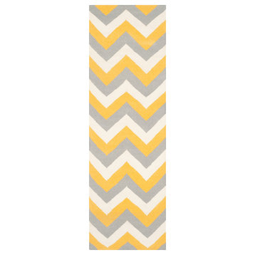 Safavieh Dhurries Collection DHU640 Rug, Gold/Gray, 2'6"x6'