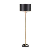LumiSource Hilton Floor Lamp, Black With Gold Accents and Shade