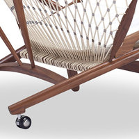 Circle Hoop Modern Lounge Chair, Genuine Italian Leather and Walnut, White
