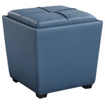 OSP Home Furnishings - Rockford Storage Ottoman, Slate Blue Faux Leather - Complete any room with our contemporary Rockford storage ottoman. Remove the lid and stow toys, books and blanket throws, keeping even the busiest family room tidy and organized. Complete the perfect guest room with extra storage and seating. Add color and casual space-saving seating to a vanity or student desk. Arrives fully assembled.