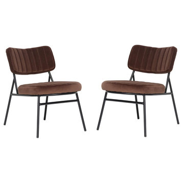 Leisuremod Marilane Velvet Accent Chair With Metal Frame Set Of 2 Ma29Br2