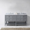 Winterfell 72" Double Bath Vanity in Gray with Marble Top and Round Sinks