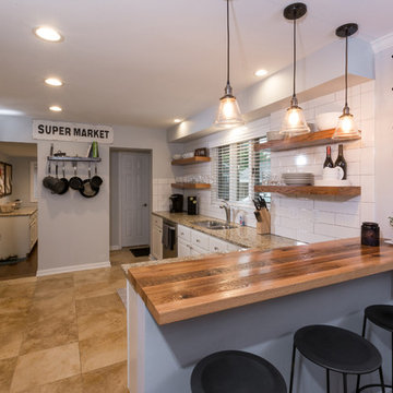 Columbus, OH - Farmhouse - Reclaimed Oak Kitchen Bar Countertop