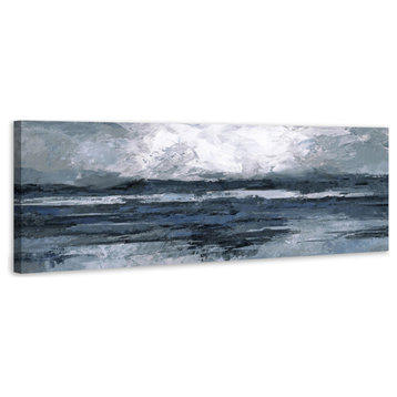 "Dark Vast Ocean III" Painting Print on Wrapped Canvas, 60"x20"