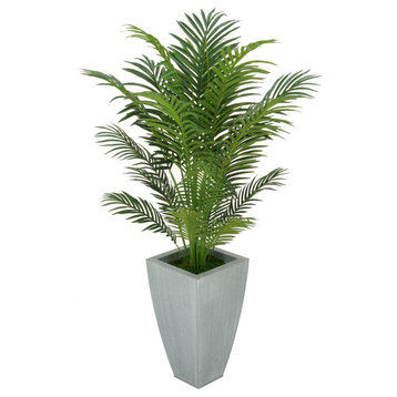 Artificial 4-1/2 Foot Areca Palm in Farmhouse Tapered Square Zinc