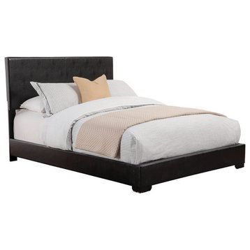 Coaster Conner Transitional Upholstered Faux Leather California King Bed Black
