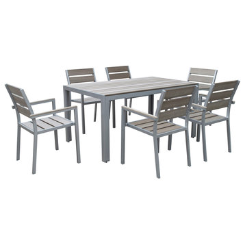 CorLiving Gallant 7-Piece Sun Bleached Gray Outdoor Dining Set