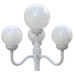 Outdoor Lamp Company - White 4 Globe European Lamp for Indoor & Outdoor Use, White Bulbs - Owning a street lamp in your own place is a good choice because aside from providing the essential light, it will also enhance the design of your place. The Globe European Lamp looks great in an indoor or outdoor setting since it is a portable street lamp which requires minimal assembly. It stands 70 inches tall with a 3-piece stem and also features three 6-inch diameter Globes and one 8-inch diameter Globe as part of its frame design. With sealed connectors, it also has a weighted base which makes it stand with durable stability and measures 13 inches in diameter. Portable with a 10-foot electric cord so you can plug it and place it in the deck, lanai, patio, porch or anywhere you want. You can also dim the lights using its Hi-Lo Push-button Switch which has three settings. Four 60-watt bulbs are advisable. This CSA-certified street lamp is made with durable plastic construction in the U.S.A.