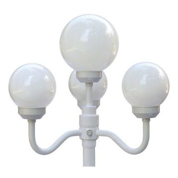 White 4 Globe European Lamp for Indoor & Outdoor Use, White Bulbs