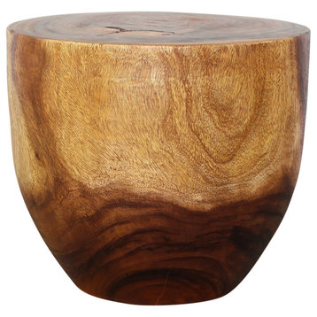 Haussmann Wood Oval Drum Table 20 in Diameter x 18 in High Walnut Oil