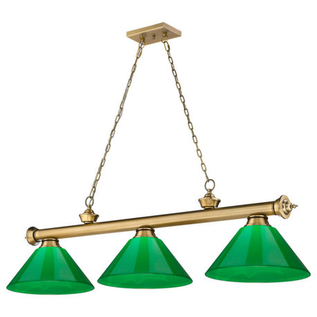 Cordon 3-Light Linear Pendant Light In Rubbed Brass