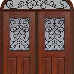 Prehung Transom Double Door 80 Fiberglass Palermo 1/2 Lite - Front Doors