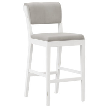 Hillsdale Clarion Wood and Upholstered Panel Back Stool, Bar Height