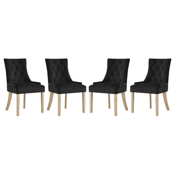 Pose Dining Chair Velvet Set of 4, Black