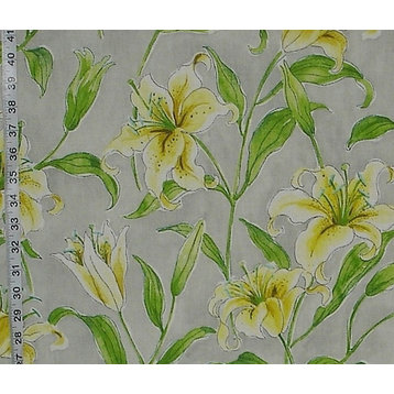 Yellow Lily Fabric Gray Floral Garden, Standard Cut