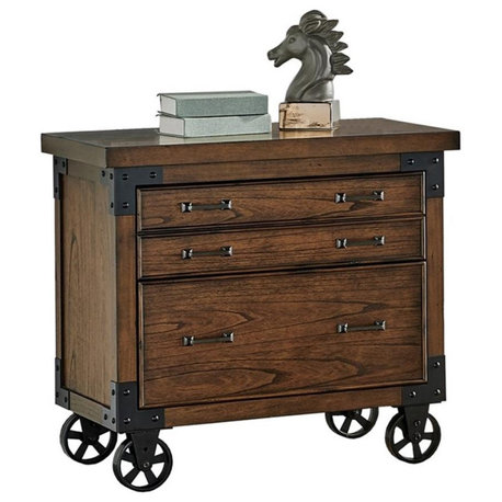 Rustic Wood Lateral File With Legal/Letter File Drawer Fully Assembled Brown