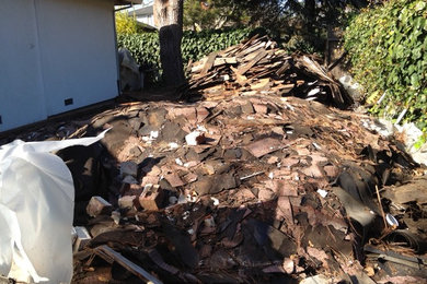 Side yard cleanup of roofing debris in Corte Madera