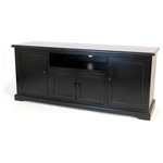 Wayborn - Lammar TV Console - Create instant "wow" factor and stylishly outfit your living space with the addition of our Lammar TV Console. This 1-shelf, 4-door media table features a simple design with plenty of storage space available and is a timeless and classic piece to have in your home for years to come. The worn black finish and minimalist design ensures this piece will be suitable for any traditional styled home. Made from birch wood and measuring 58 inches long, 17 inches deep and 24.5 inches tall, the Lammar boasts enough surface area on its top to host a large plasma or LCD TV as well as an exciting mix of your most coveted home decor. Store media devices and your extensive DVD collection in the storage space inside.