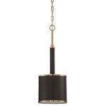 Craftmade - Craftmade Quinn 1 Light Mini Pendant, Satin Brass - The Quinn is a transitional lighting series that is nothing short of regal. A satin brass finish complemented with black textured faux leather shades and accents make this stately design shine with superior quality. The warm and inviting halo created by the Quinn series makes a posh statement in upscale, interior spaces.
