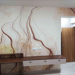 3D Look Marble Wallpaper with Rose Gold Color Lines, Customised - Wallpaper