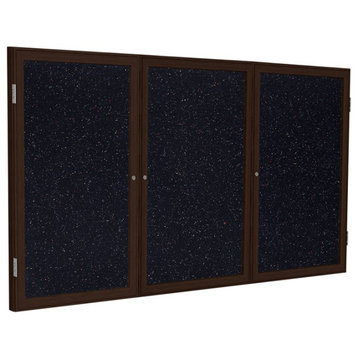 Ghent's Wood 48" x 72" 3 Door Enclosed Rubber Bulletin Board in Multi-Color