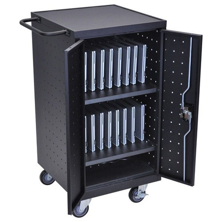 Luxor Black 18 Laptop Computer Charging Cart