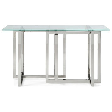 Modrest Valiant Modern Glass and Stainless Steel Console Table