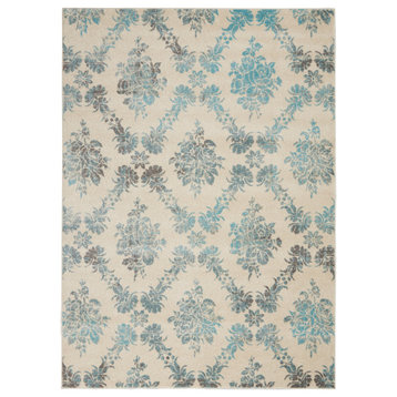 Nourison Tranquil TRA09 Ivory/Turquoise 5'3" x 7'3" Area Rug