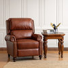 Genuine Leather Cigar Recliner With Nail Head Trim, Brown