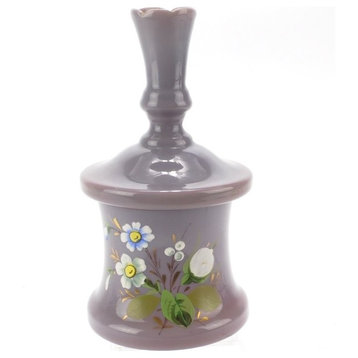 Consigned Antique Lavender Hand Enameled Bristol Glass Box