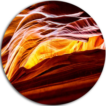 Yellow In Antelope Canyon, Landscape Photo Disc Metal Wall Art, 11"
