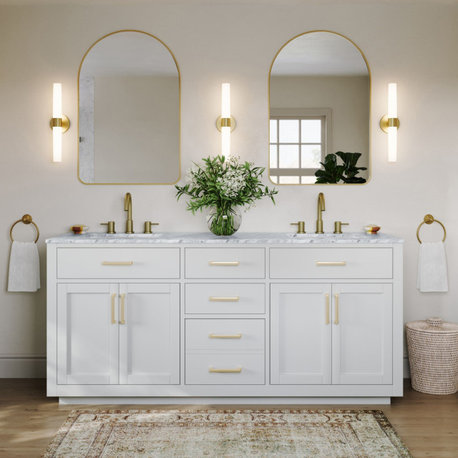 The Yukon Bathroom Vanity, White, 72", Double Sink, Freestanding