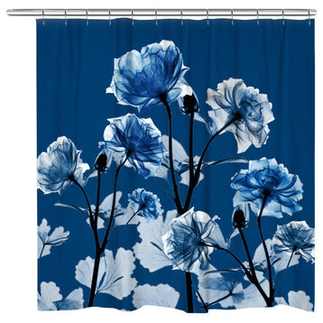 Bloomed Indigo X-Ray Shower Curtain
