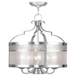 Livex Lighting - Westfield Chandelier, Brushed Nickel - Offer elegance to your home with this transitional pendant light. A brushed nickel finish frame with a down light surrounds a clear seeded glass shade, creating a shining, bold look.