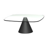 Oscar Small Square Coffee Table, Clear Glass, Black Base