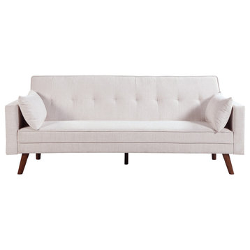 Evelina Convertible Sleeper Sofa With Pillows, Beige