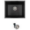 Dual Mount 22" Single-Bowl Black Composite Granite Kitchen Sink with Strainer