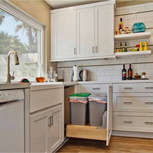 Kitchen sink with dishwasher one side and garbage/compost other