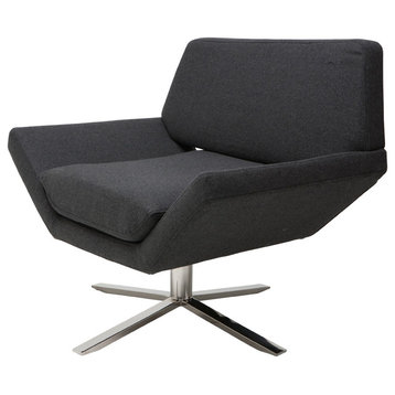 Nuevo Sly Upholstered Swivel Accent Chair in Dark Gray
