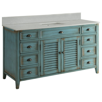 60" Attractive Cottage-Style Abbeville Single Sink Bathroom Vanity