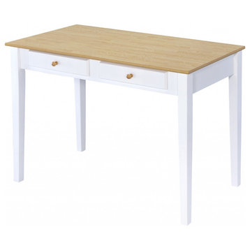 Wood And White Finish Cottage Desk With 2 Drawers