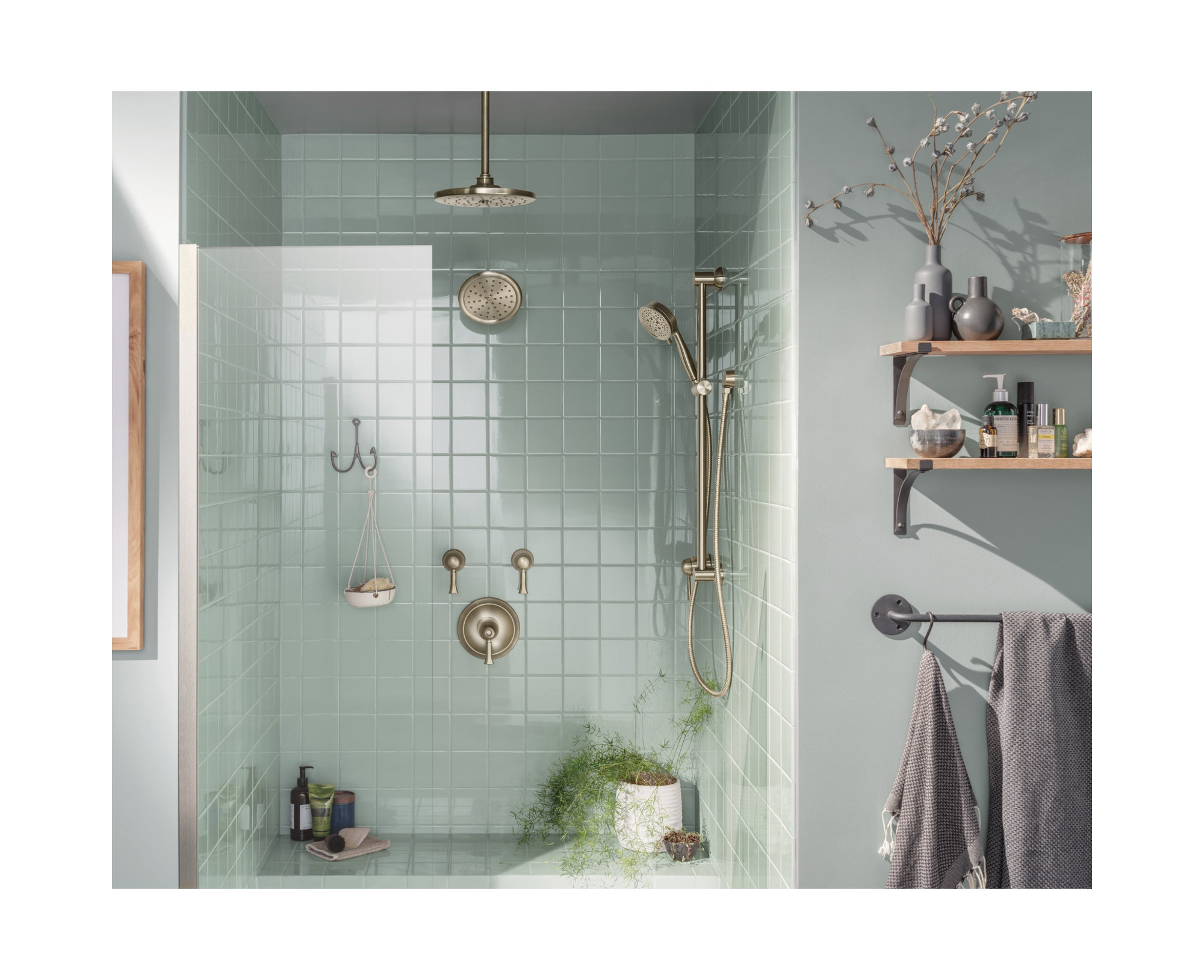 Moen Eco-Performance Handbrause – Gebürstetes Nickel, 175 Cm Schlauch, 76 Cm Gleitstange