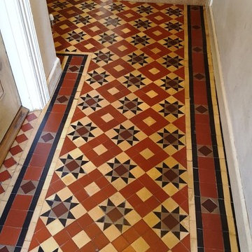 Heavily Soiled and Damaged Victorian Tiled Hallway Restored in Pontcanna