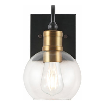 Marais Iron LED Vanity Light, Black/Gold , 1 Bulb
