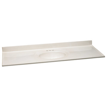 Design House 553354 61" Cultured Marble Vanity Top - White on White
