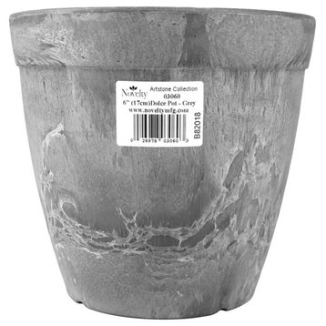 Novelty Manufacturing, #03080 Artstone Dolce Round Planter, 8 Grey