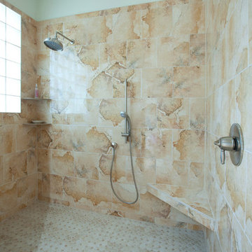 Traditional Master Bathroom with Large Walk-In Shower