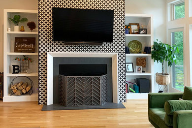Trendy living room photo