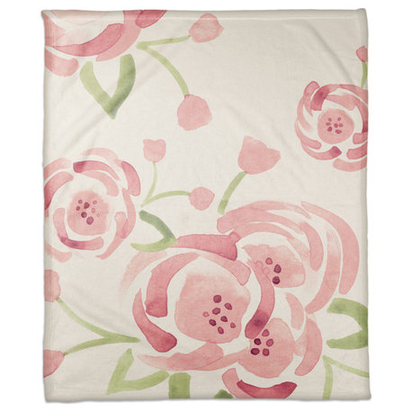 Large Watercolor Roses 50x60 Throw Blanket